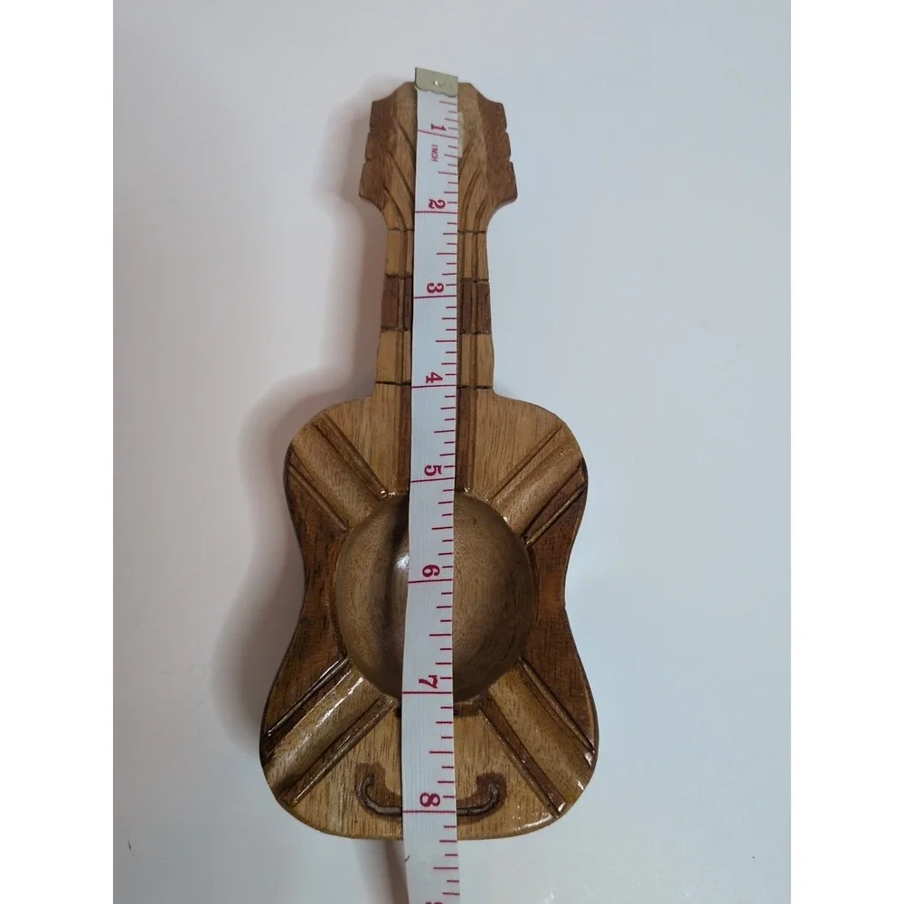 Handmade  Curved Wooden Guitar Ashtray  Made‎ From The Philippines NWT